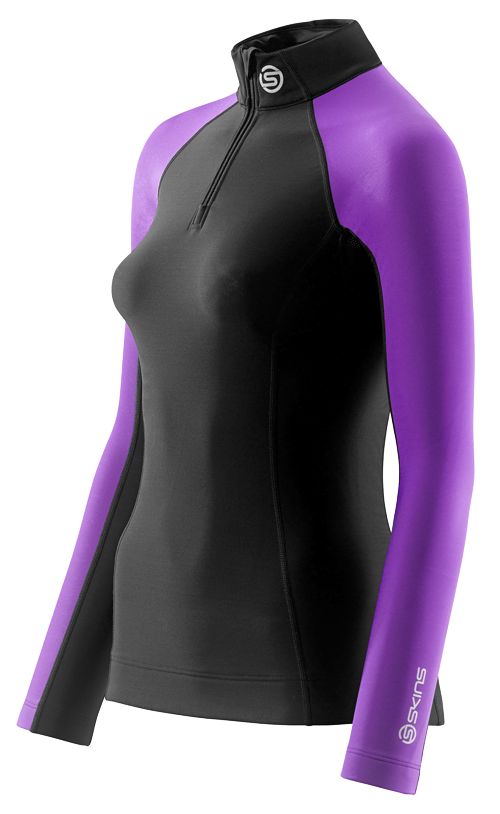 A200 THERMAL LONG SLEEVE W ZIP WOMEN BLACK/VIOLET